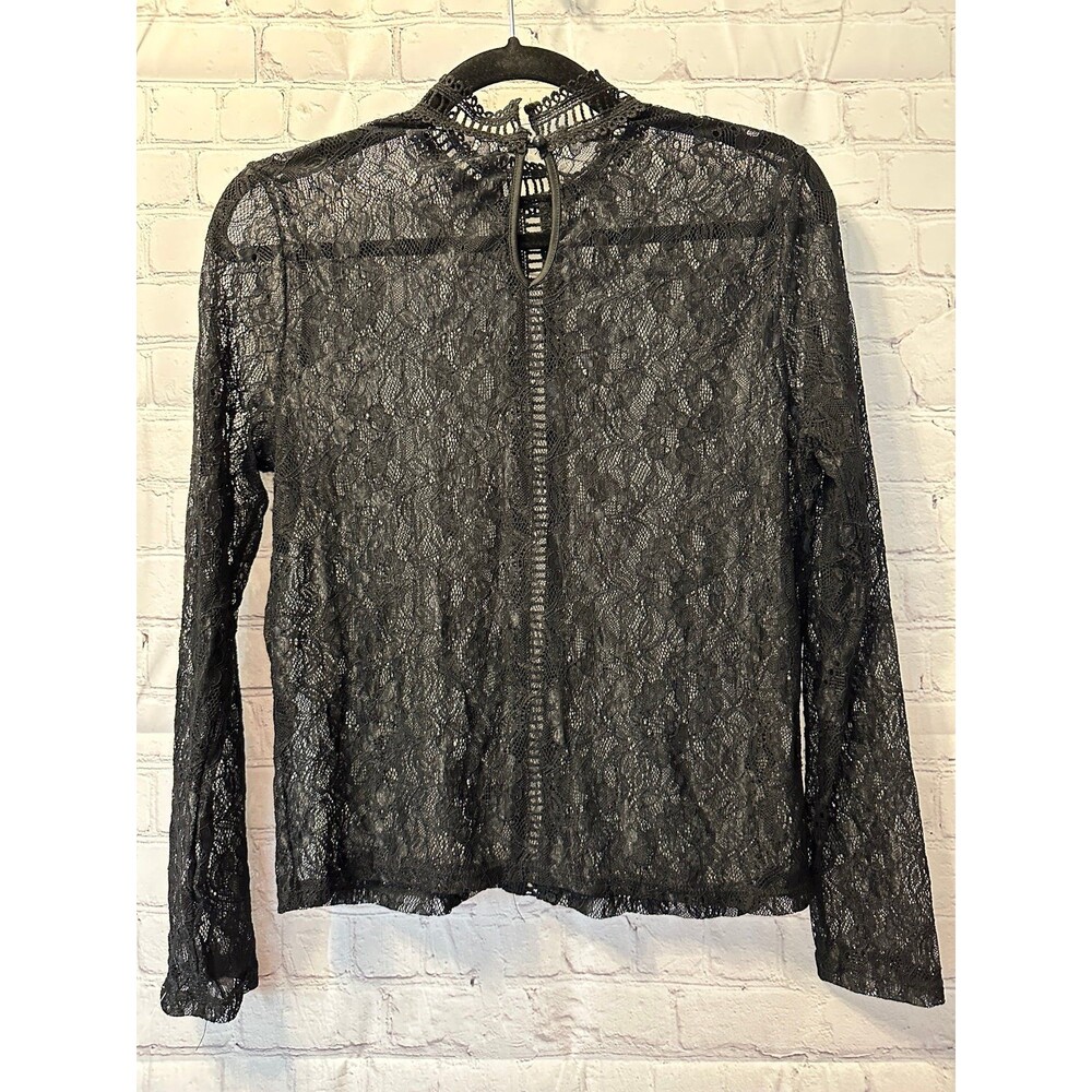 EUC Black Stretch Lace Blouse Size M (see pics for measurements)
